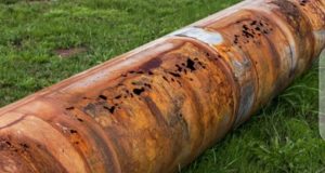 Corroded oil pipeline