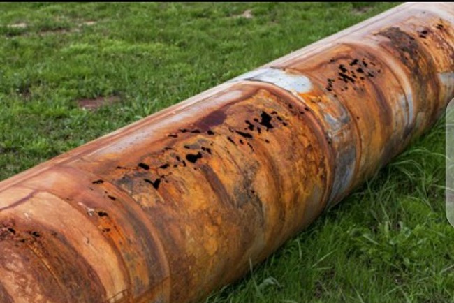 Corroded oil pipeline