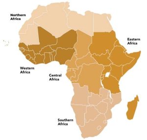 UCLG Africa Regions and 54 country borders