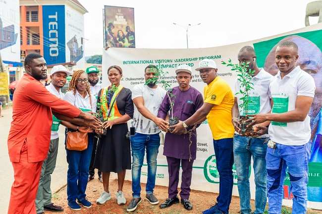At IVLP-funded Enugu tree planting exercise, Okereke advocates climate action
